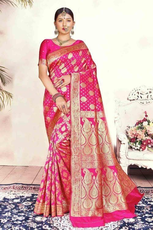 Banarasi Saree Hot Pink Banarasi Saree saree online