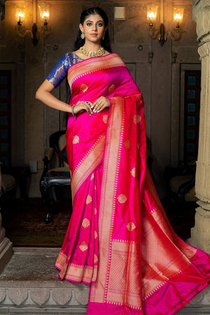 Hot Pink Banarasi Saree