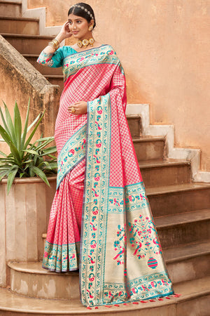 Hot Pink Banarasi Saree