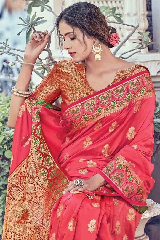 Imperial Red Zari Banarasi Saree