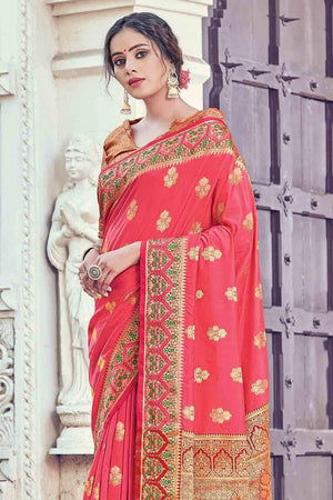 Imperial Red Zari Banarasi Saree