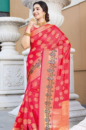 Imperial Red Zari banarasi Saree
