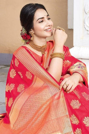 Imperial Red Zari banarasi Saree