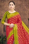 Imperial Red Zari Butta Saree