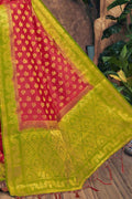 Imperial Red Zari Butta Saree