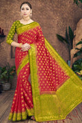 Imperial Red Zari Butta Saree