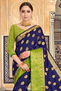 Indigo Blue Banarasi Cotton Saree