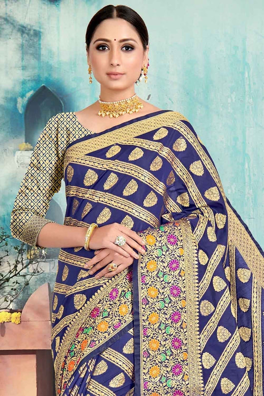 Banarasi Saree Indigo Blue Banarasi Saree saree online