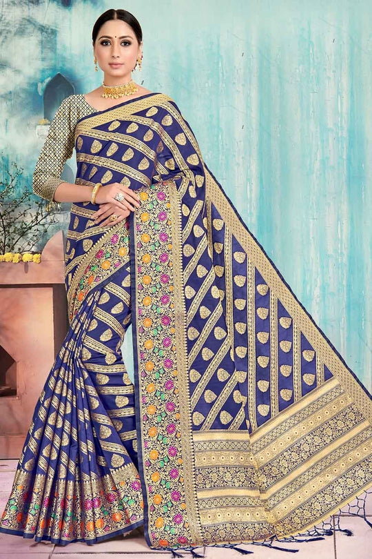 Banarasi Saree Indigo Blue Banarasi Saree saree online