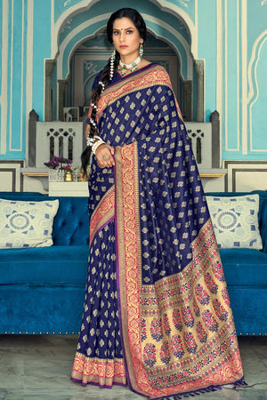 Indigo Blue Banarasi Saree