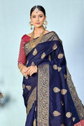 Banarasi Saree Indigo Blue Zari Butta Woven Banarasi Saree saree online