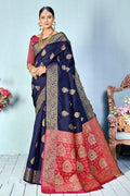 Banarasi Saree Indigo Blue Zari Butta Woven Banarasi Saree saree online