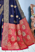 Banarasi Saree Indigo Blue Zari Butta Woven Banarasi Saree saree online