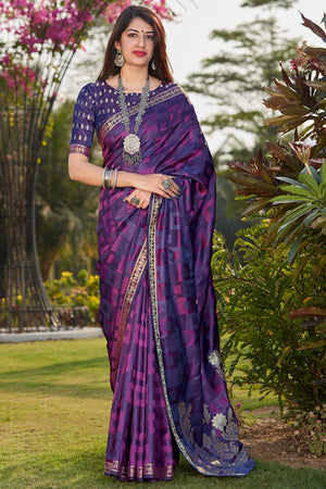 Indigo Purple Banarasi Saree