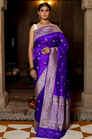Indigo Purple Banarasi Saree