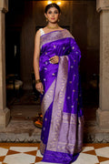 purple banarasi saree
