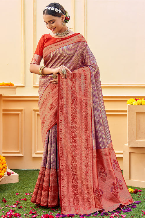 purple banarasi saree