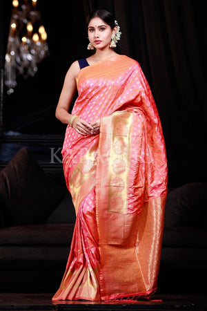 IRA SHARMA & AANCHAL SHRIVASTAVA in Watermelon Pink Banarasi Saree