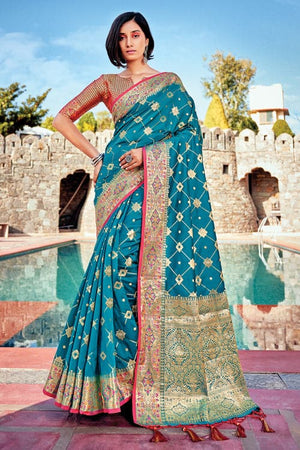 Iris Blue Banarasi Saree