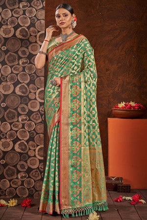 Iris Green Banarasi Saree