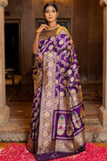 purple banarasi saree