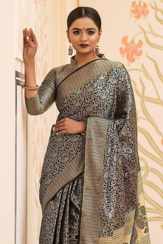 Jade Black Banarasi Saree