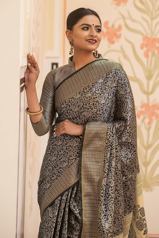 Jade Black Banarasi Saree