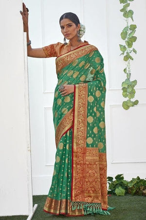 Jade Green Banarasi Saree