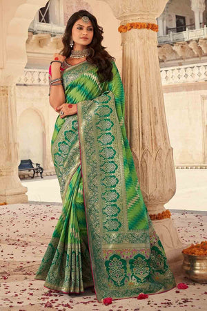 Jade Green Designer Banarasi Saree