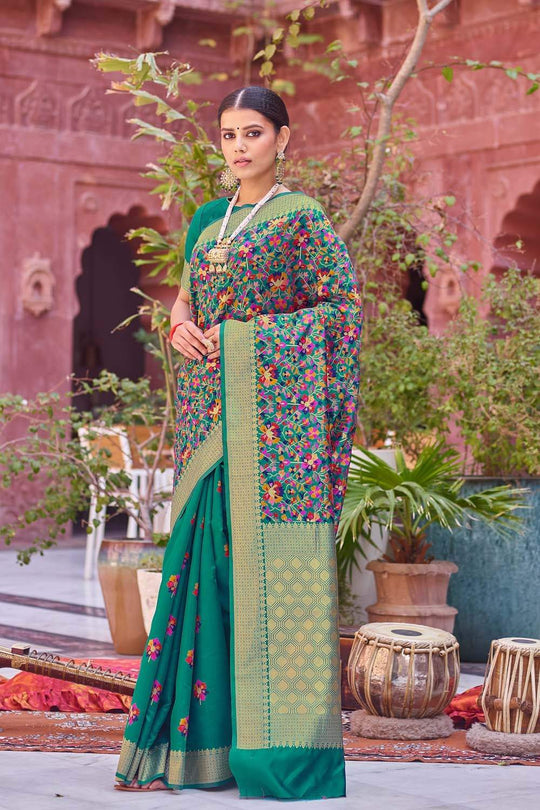Banarasi Saree Jade Green Kashmiri Zari Woven Saree saree online
