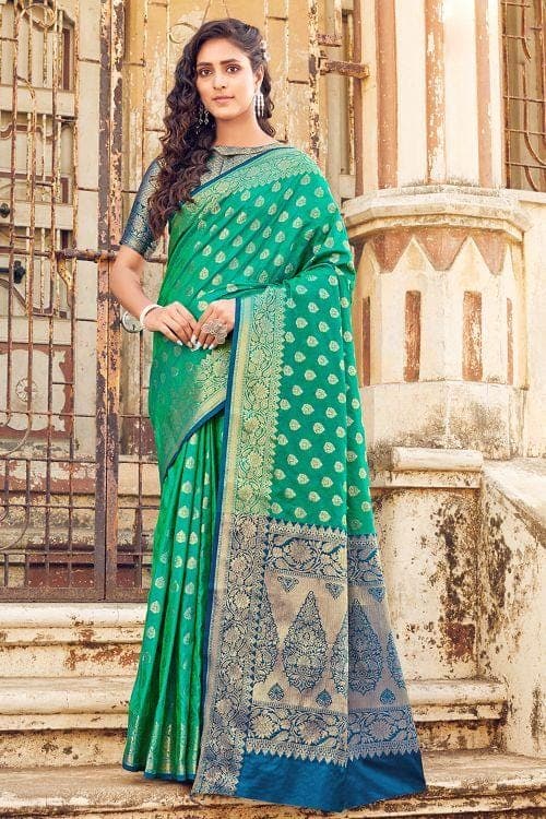 Banarasi Saree Jade Green Small Butta Woven Banarasi Saree saree online
