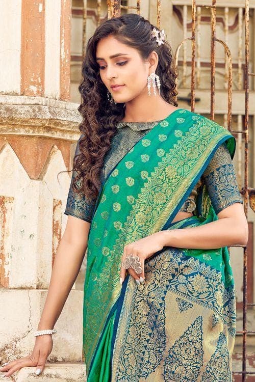 Banarasi Saree Jade Green Small Butta Woven Banarasi Saree saree online