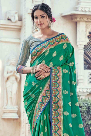 Jade Green Zari Banarasi Saree