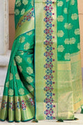 Jade Green Zari banarasi Saree