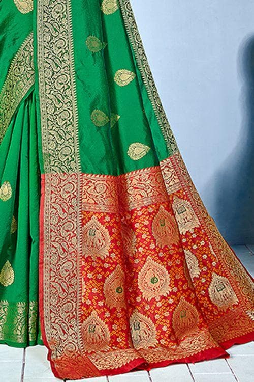 Banarasi Saree Jade Green Zari Butta Woven Banarasi Saree saree online