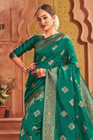 Jade Green Zari Woven Banarasi Saree
