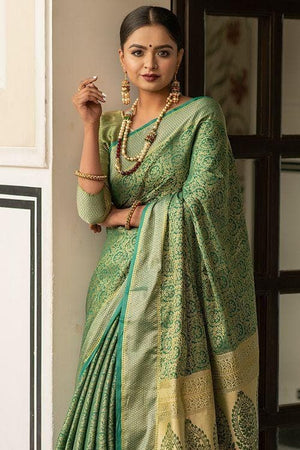 Jungle Green Banarasi Saree