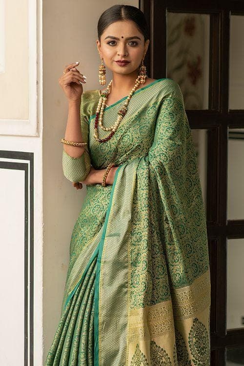 Jungle Green Banarasi Saree