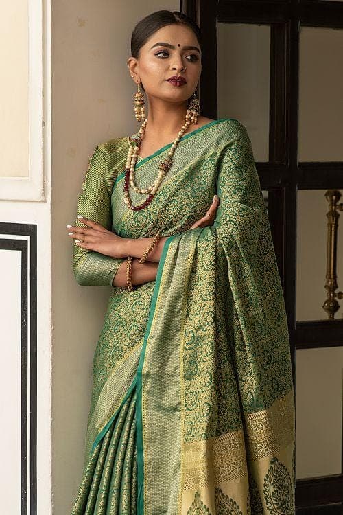 Jungle Green Banarasi Saree