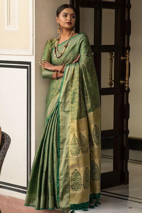 Jungle Green Banarasi Saree