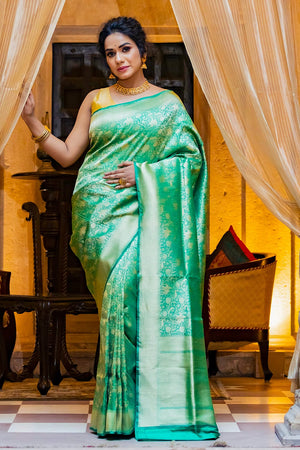 Jungle Green Banarasi Saree