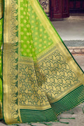 Kelly Green Banarasi Cotton Saree