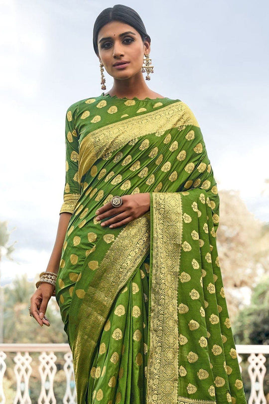 Banarasi Saree Kelly Green Banarasi Saree saree online