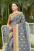 grey banarasi saree online 