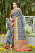 grey banarasi saree