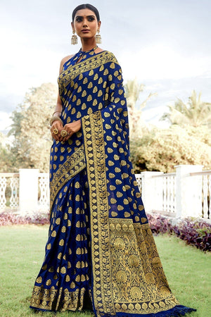 Lapis Blue Banarasi Saree