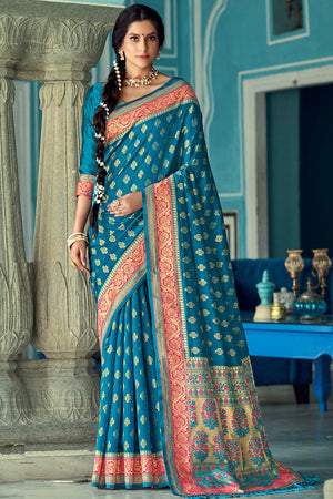 Lapis Blue Banarasi Saree