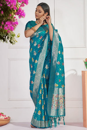 Lapis Blue Banarasi Saree