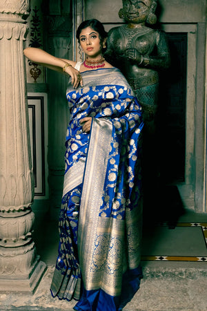 Lapis Blue Banarasi Saree