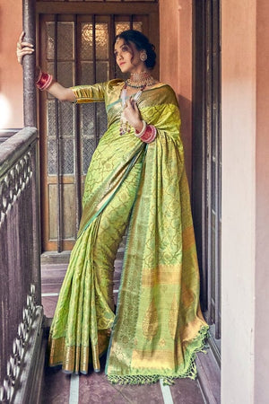 Lawn Green Banarasi Saree